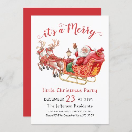 Funny Santa Claus Merry Christmas Little Party Invitation