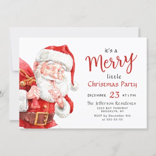 Funny Santa Claus Merry Christmas Little Party Invitation