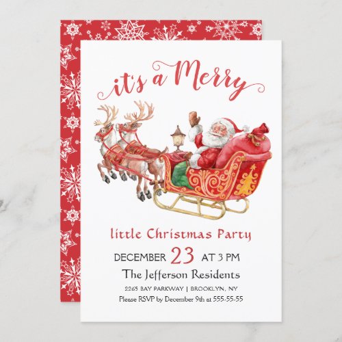 Funny Santa Claus Merry Christmas Little Party Invitation