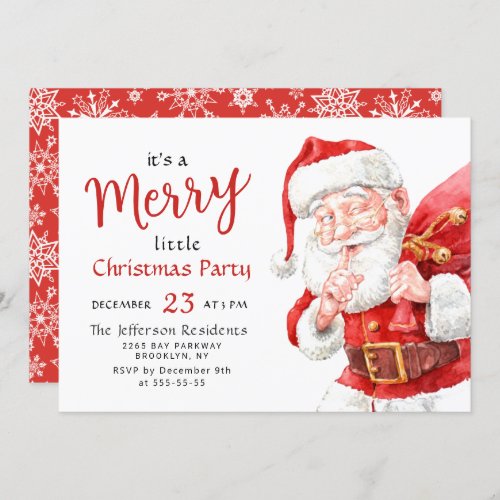 Funny Santa Claus Merry Christmas Little Party Invitation