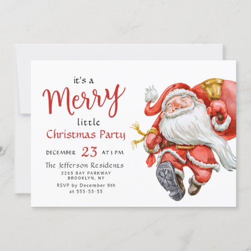 Funny Santa Claus Merry Christmas Little Party Invitation