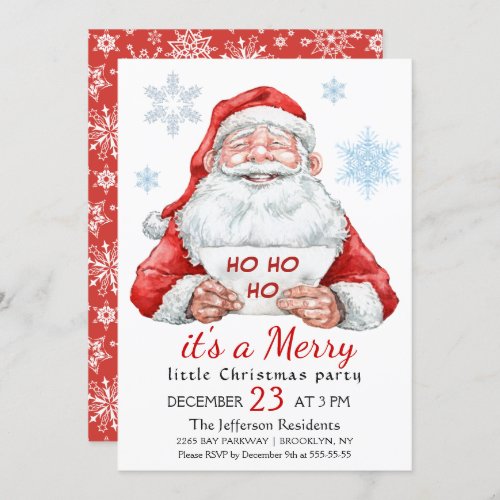 Funny Santa Claus Merry Christmas Little Party Invitation