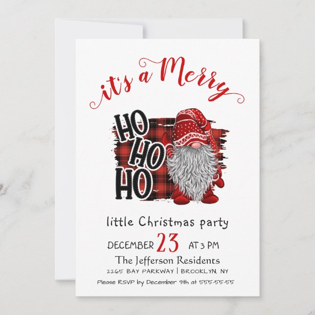 Funny Santa Claus Merry Christmas Little Party Invitation (Front)