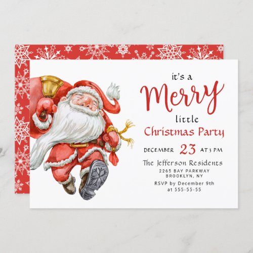 Funny Santa Claus Merry Christmas Little Party Invitation