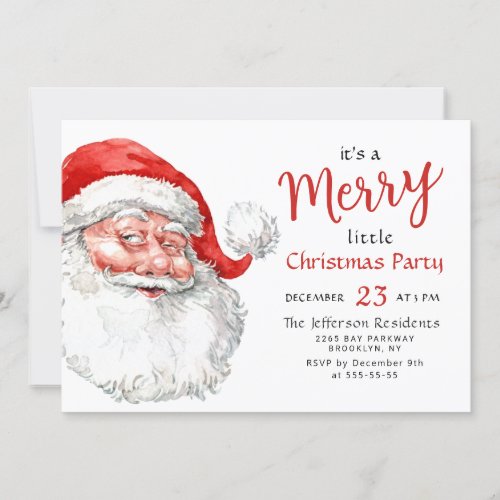 Funny Santa Claus Merry Christmas Little Party Invitation