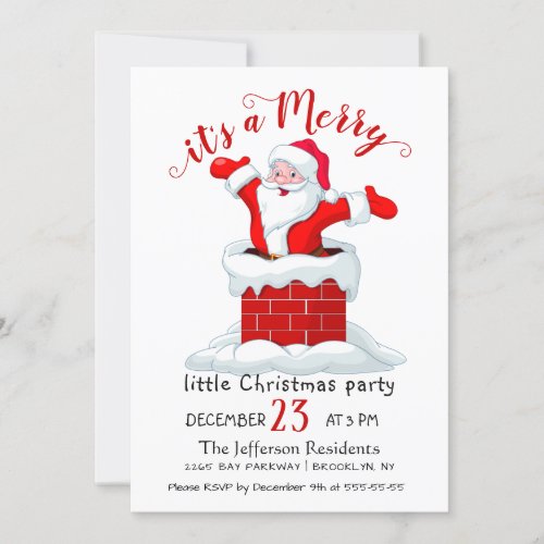 Funny Santa Claus Merry Christmas Little Party Invitation