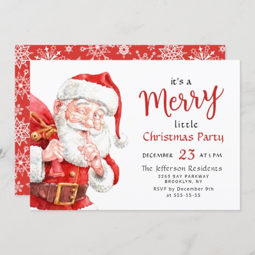 Funny Santa Claus Merry Christmas Little Party Invitation