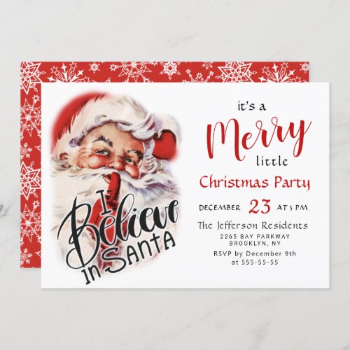 Funny Santa Claus Merry Christmas Little Party Invitation