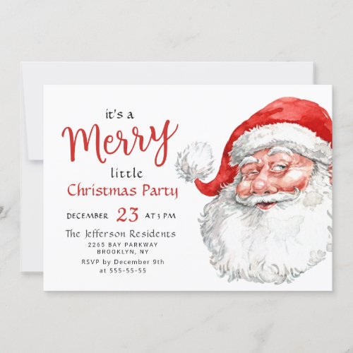 Funny Santa Claus Merry Christmas Little Party Invitation