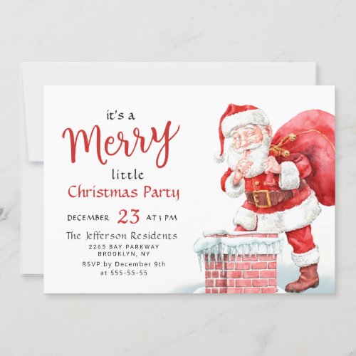 Funny Santa Claus Merry Christmas Little Party Invitation