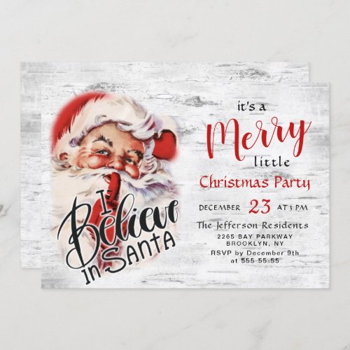 Funny Santa Claus Merry Christmas Little Party Invitation