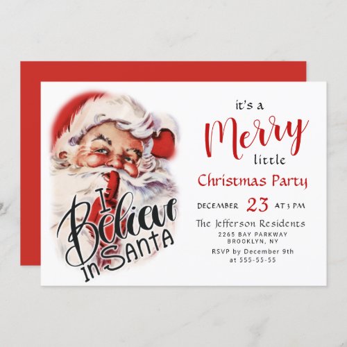 Funny Santa Claus Merry Christmas Little Party Invitation