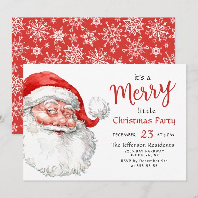 Funny Santa Claus Merry Christmas Little Party Invitation (Front/Back)
