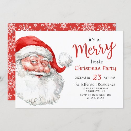 Funny Santa Claus Merry Christmas Little Party Invitation