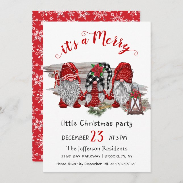 Funny Santa Claus Merry Christmas Little Party Invitation (Front/Back)