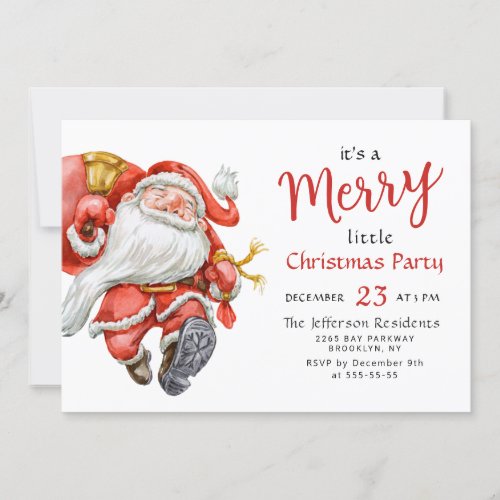 Funny Santa Claus Merry Christmas Little Party Invitation