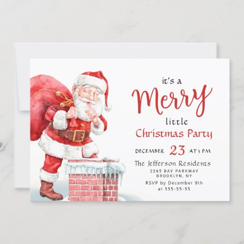 Funny Santa Claus Merry Christmas Little Party Invitation