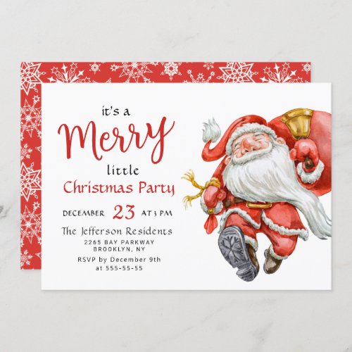 Funny Santa Claus Merry Christmas Little Party Invitation