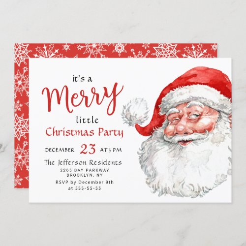 Funny Santa Claus Merry Christmas Little Party Invitation