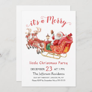 Funny Santa Claus Merry Christmas Little Party Invitation