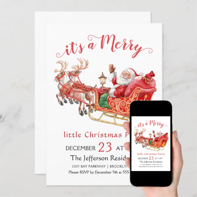 Funny Santa Claus Merry Christmas Little Party Invitation | Zazzle