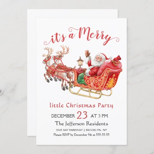 Funny Santa Claus Merry Christmas Little Party Invitation