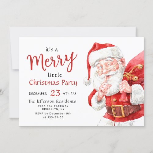 Funny Santa Claus Merry Christmas Little Party Invitation