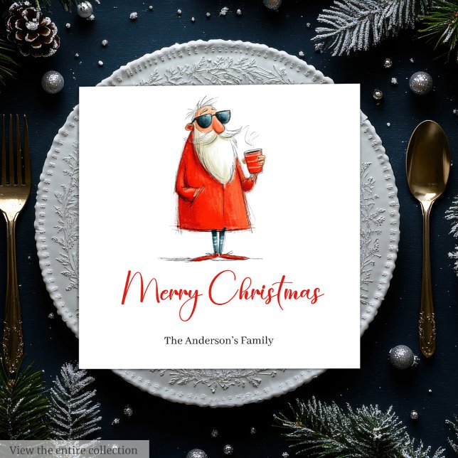 Funny Santa Claus Minimalist Christmas Dinner  Napkins (Funny Santa Claus Minimalist Christmas Dinner Napkins

)