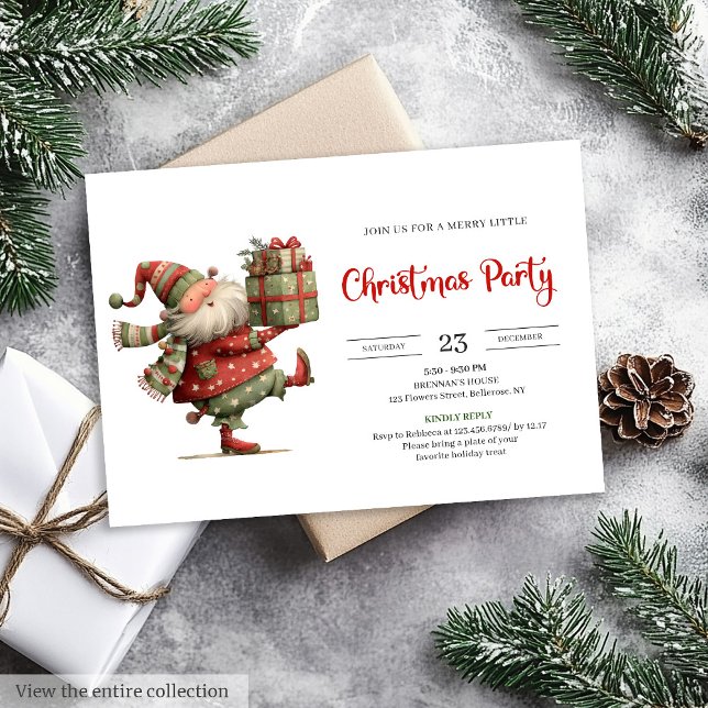 Funny Santa Claus Modern Red Green Holiday Invite (Funny Santa Claus Modern Red Green Holiday Invitation

)