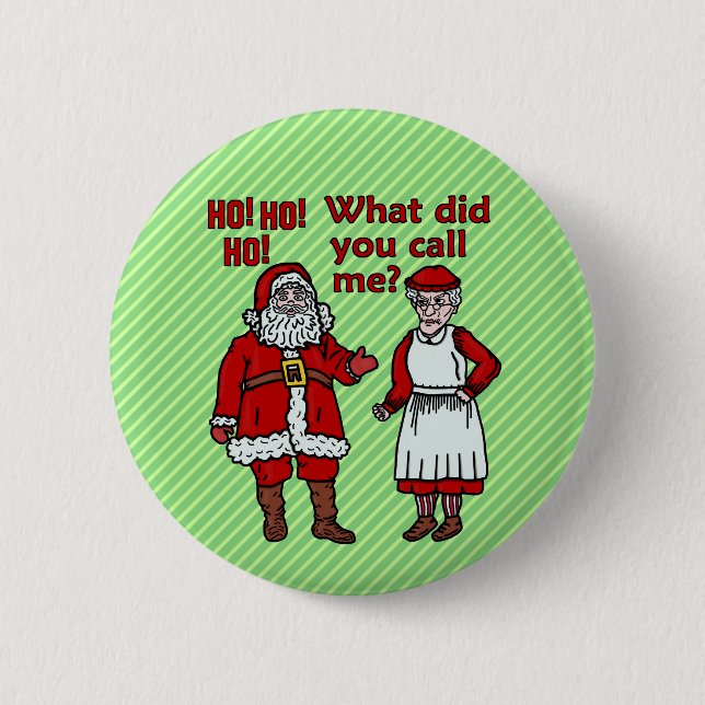 Funny Santa Claus & Mrs Christmas Button (Front)