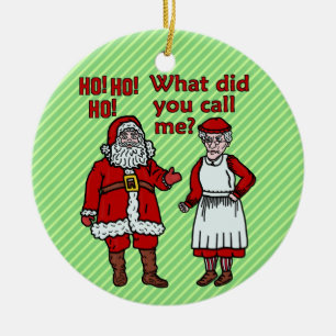 Funny Santa Claus & Mrs Christmas Ceramic Ornament