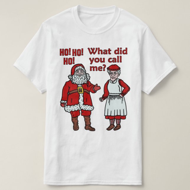 Funny Santa Claus & Mrs Christmas T-Shirt (Design Front)