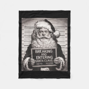 Funny Santa Claus Mugshot Christmas – Santa Xmas  Fleece Blanket