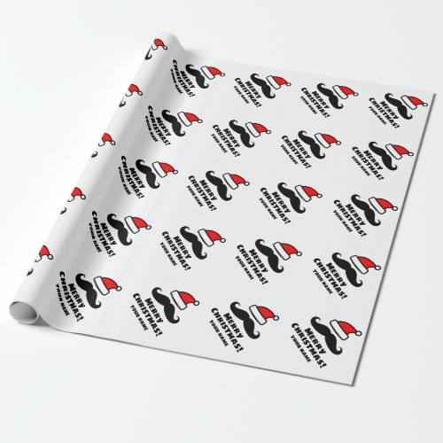 Funny Santa Claus mustache custom Christmas  Wrapping Paper