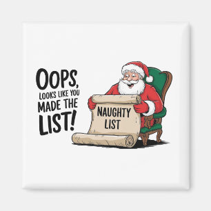 Funny Santa Claus Naughty List Christmas Design Magnet