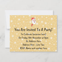 Funny Santa Claus, on Gold Color Star Pattern.