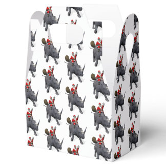 Funny Santa Claus On Rhino Rhinoceros Favor Boxes