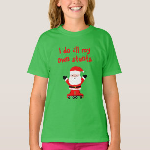 Funny Santa Claus on roller skates kid's t shirt