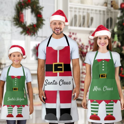 Funny Santa Claus Outfit Red  White Christmas Apron