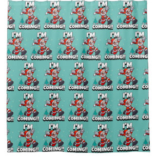 Funny Santa Claus Pattern Humorous Christmas Shower Curtain