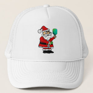 Funny Santa Claus Playing Pickleball Christmas Trucker Hat