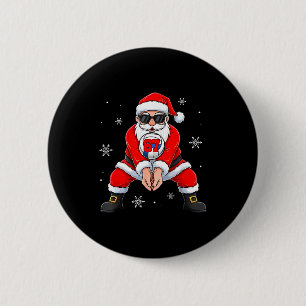 Funny Santa Claus Playing Volleyball Six Seven Chr Button