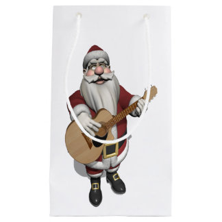 Funny Santa Claus Plays Accoustic Guitar Small Gift Bag