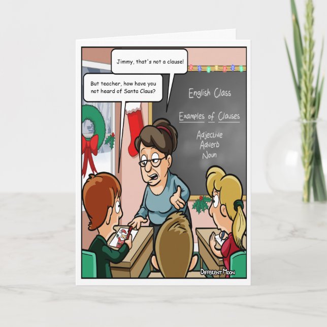 Funny Santa Claus Pun Christmas Card (Front)