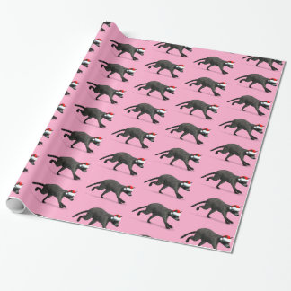 Funny Santa Claus Racoon Wrapping Paper