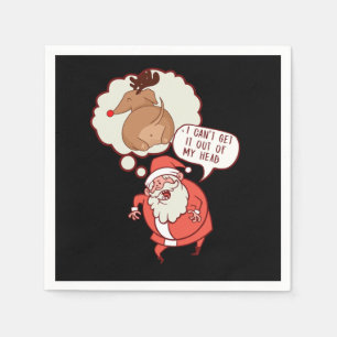 Funny Santa Claus Reindeer New Year Christmas Gift Napkins