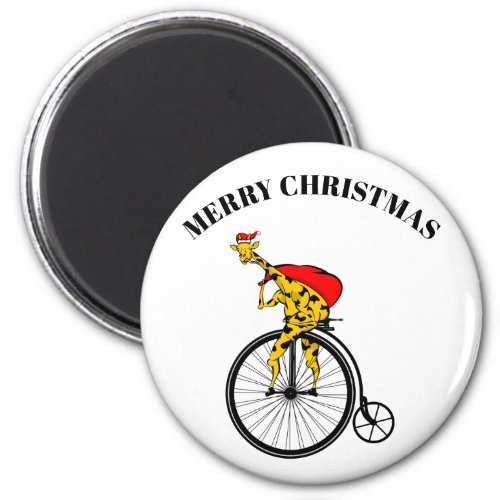 Funny santa claus riding a bike magnet
