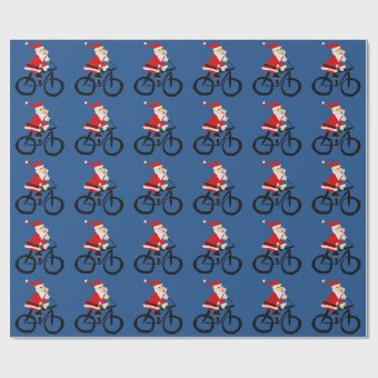Funny Santa Claus Riding Bicycle Christmas Art Wrapping Paper | Zazzle