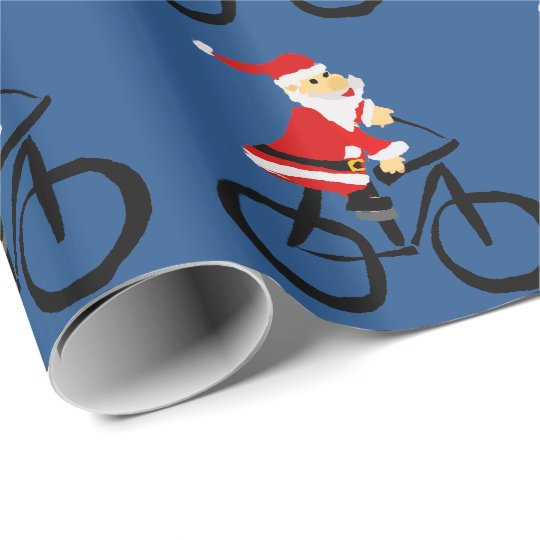 Funny Santa Claus Riding Bicycle Christmas Art Wrapping Paper | Zazzle.com