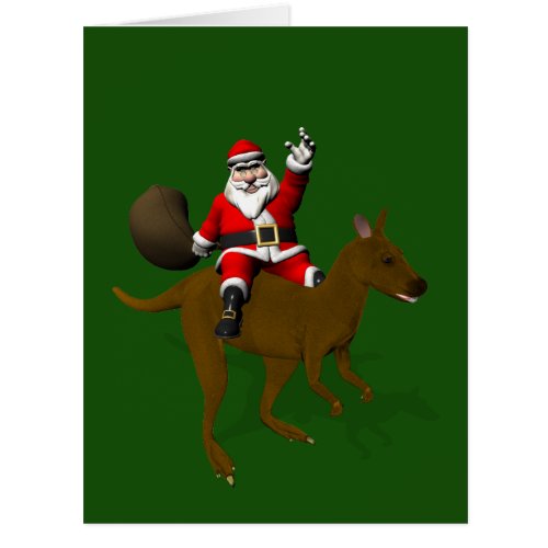 Funny Santa Claus Riding On Kangaroo